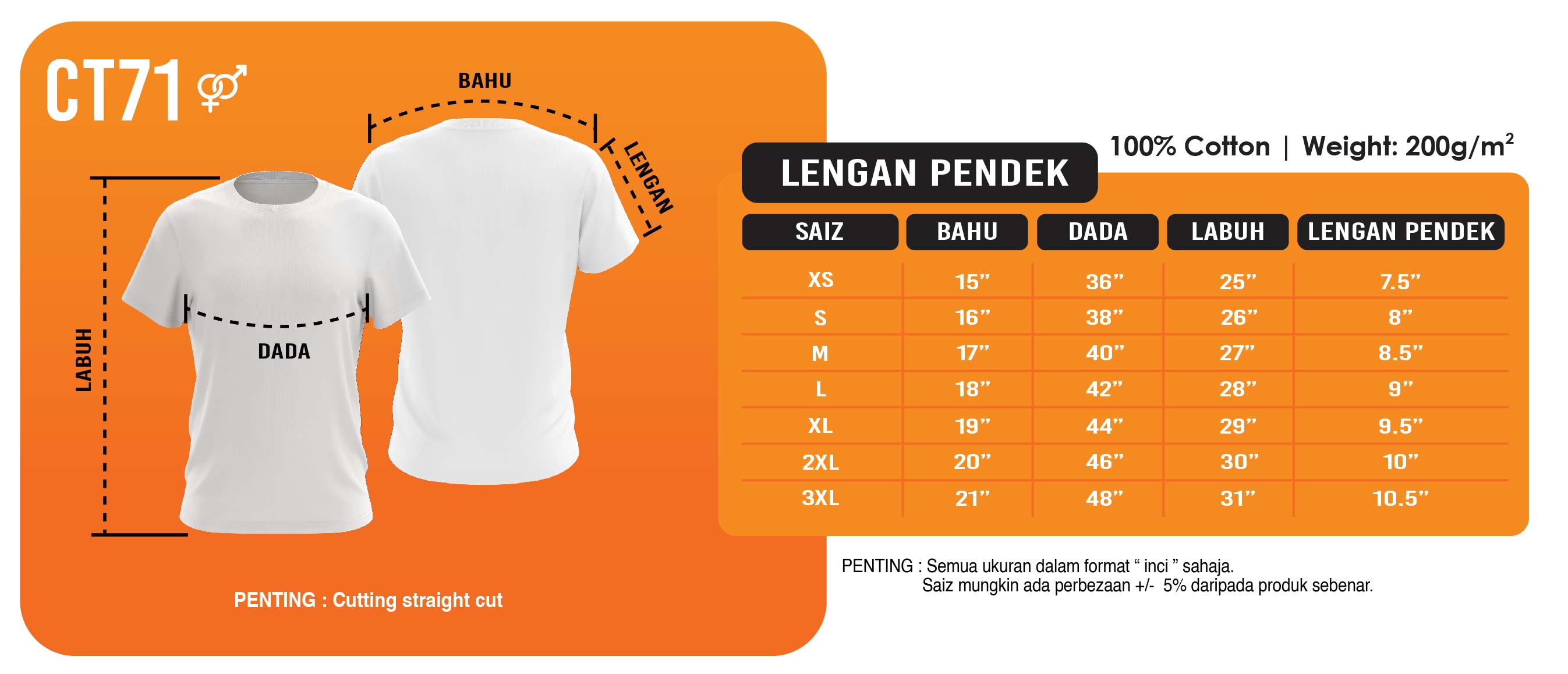 carta size baju ct71