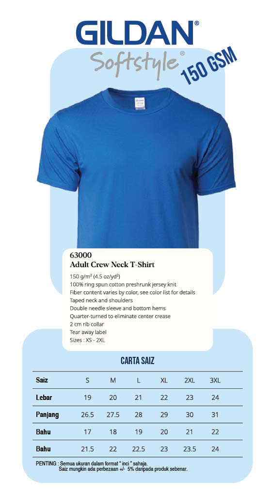 carttat size gildan softstyle