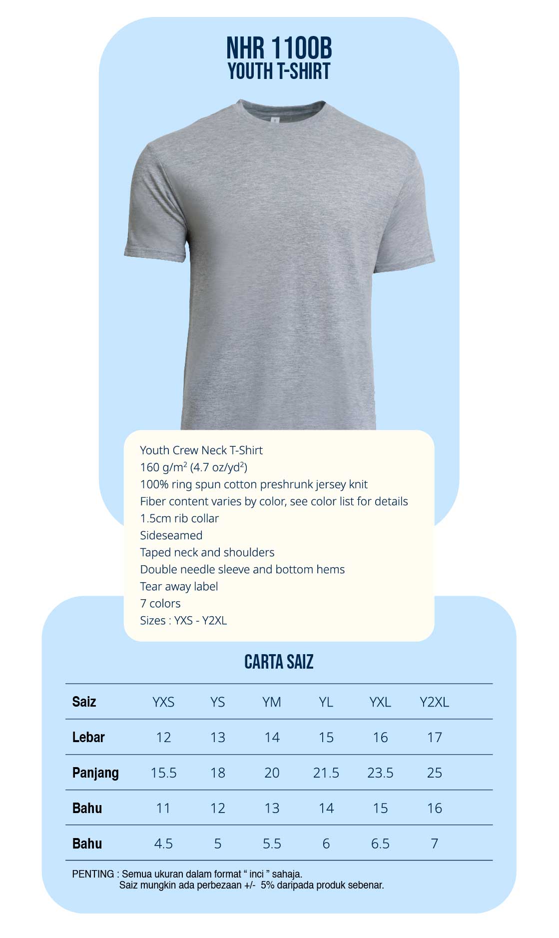 carttta size baju north habour kids